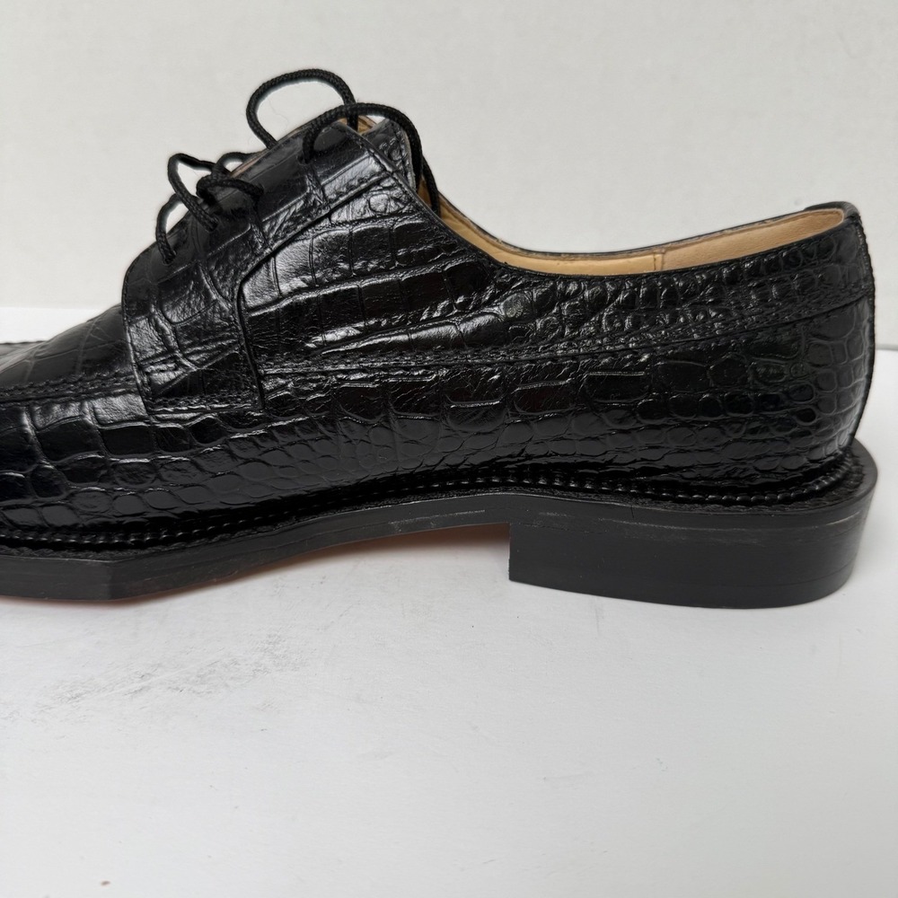 Vintage Florsheim Barletta Savanna Croc Black Leather Shoes Mens 10.5 Deadstock - Picture 12 of 15